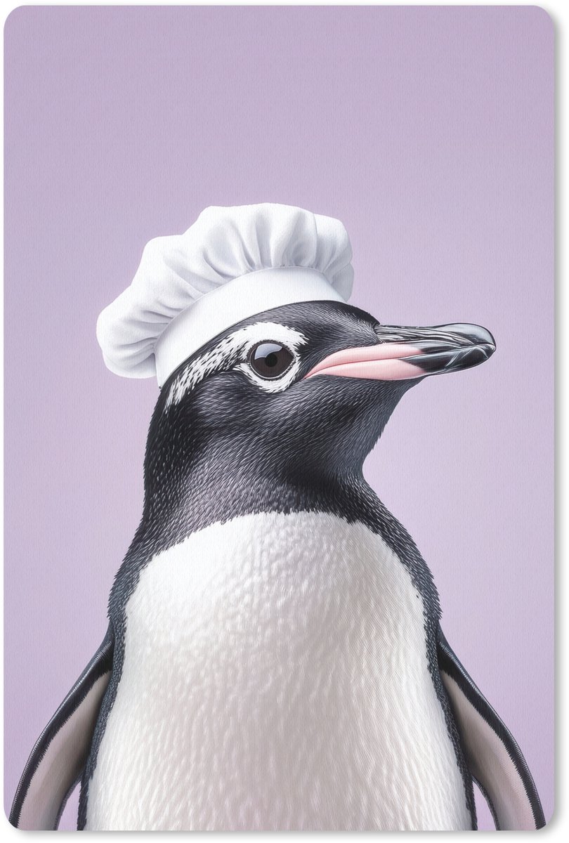 Muismat 18x27 cm - Mousepad Pinguïn - Koksmuts - Lief - Paars - Muismatten