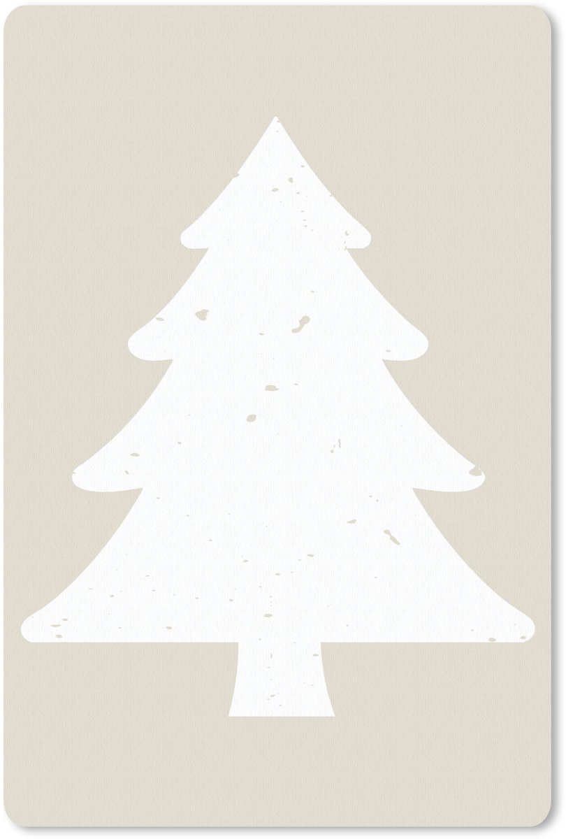 Muismat 18x27 cm - Mousepad Japandi - Kerstboom - Beige - Kerstversiering - Muismatten