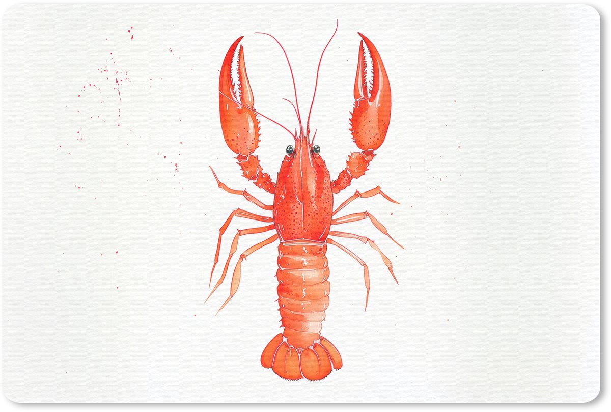 Muismat 27x18 cm - Mousepad Kreeft - Waterverf - Aquarel - Oranje - Muismatten