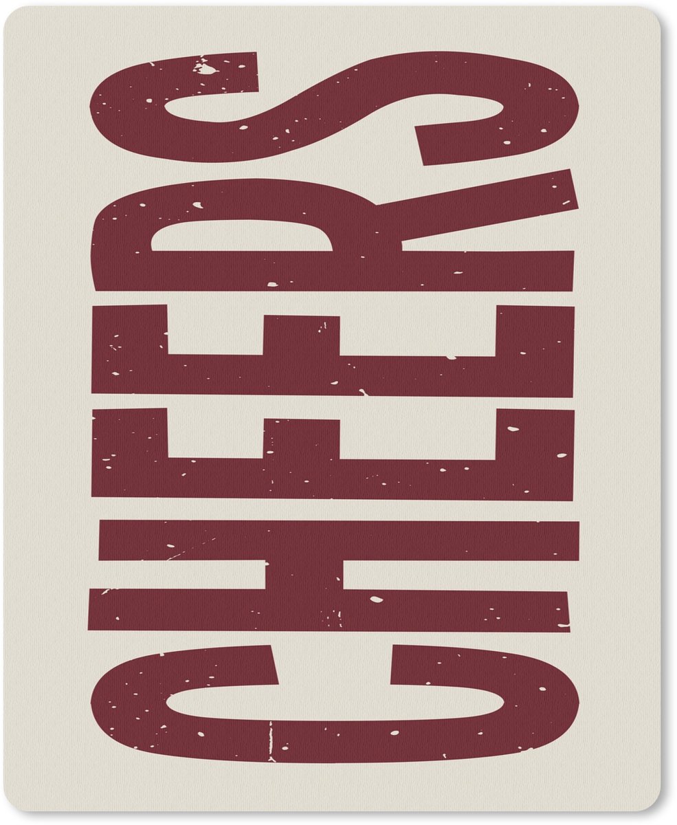 Muismat 19x23 cm - Mousepad Red - Cheers - Decoratie - Beige - Muismatten