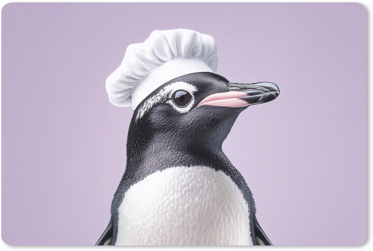 Muismat 27x18 cm - Mousepad Pinguïn - Koksmuts - Lief - Paars - Muismatten