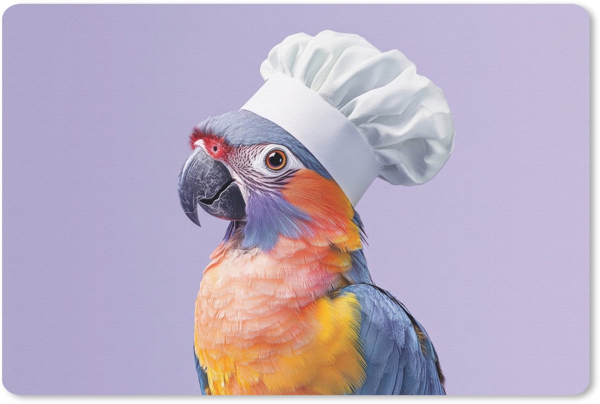 Muismat 27x18 cm - Mousepad Papegaai - Koksmuts - Paars - Cute - Muismatten