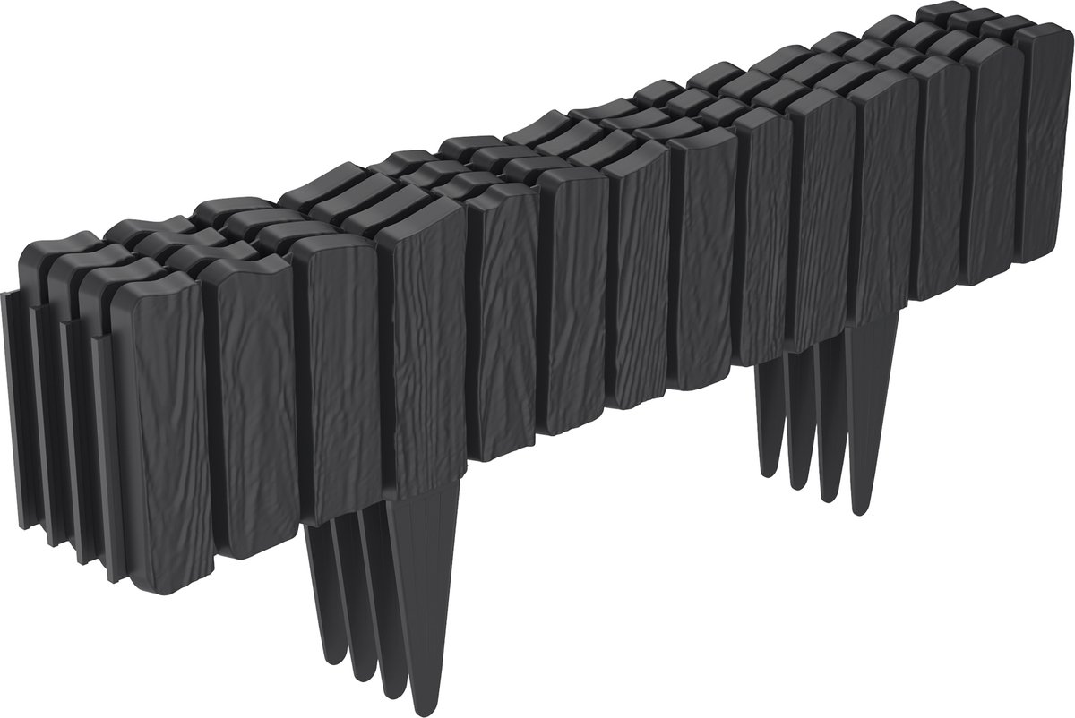 Aufun 2,3 M Houtlook Borderrand , Gazonrand Palissadehek, Houtlook Bloembegrenzing Palissades, Decoratie Tuinpalissade Omheining, Antraciet