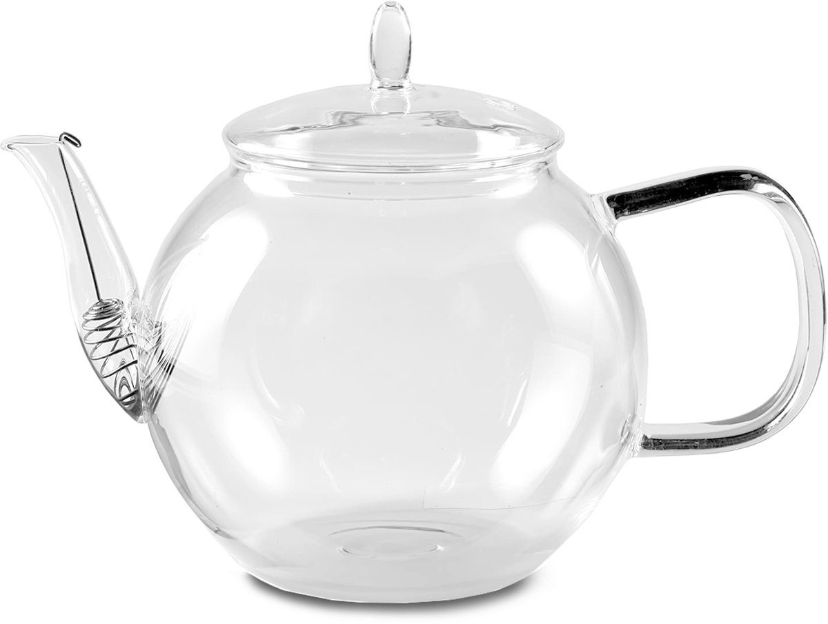 Glazen kan 800 ml | borosilicaatglas | met deksel en theezeef