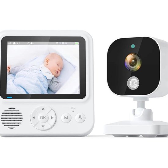 Babyfoon - Draadloze babycamera met nachtzicht - Voor babyzorg thuis - Wit