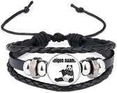 Akyol - panda en bamboe met eigen naam armband zwart - Panda - panda liefhebbers - iemand die houdt van panda's - verjaardag - cadeau - kado