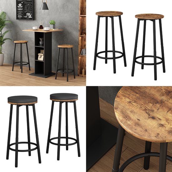 Lot de 2 Tabourets de bar Vicco Edmonton – 31,5 x 64 cm 2 pièces Chêne rustique 2 pièces
