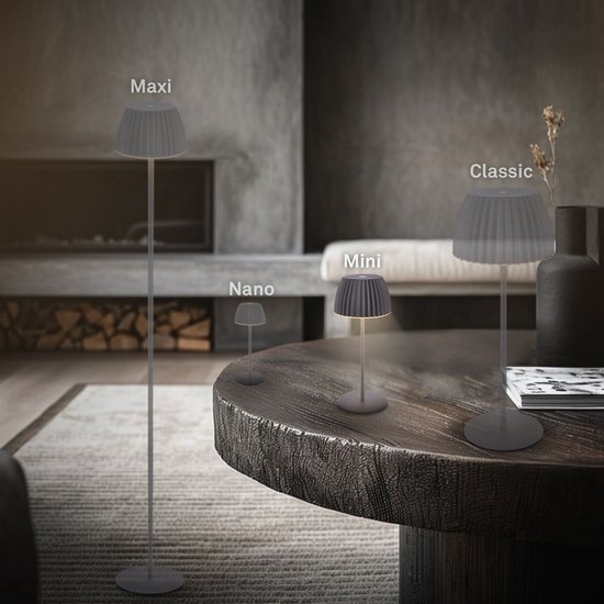 BRILONER Riffle - Mini lampe de table rechargeable - lampe sans fil - intensité variable tactile - pour l'intérieur et l'extérieur - Lauréat du German Design Award 2025 - anthracite - Ø8,5 x 20 cm