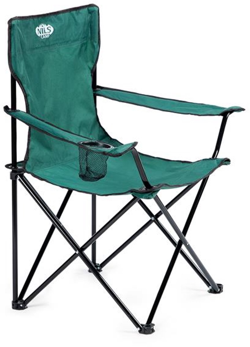 NILS CAMP NC3044 - Inklapbare Campingstoel - Antislip Poten - Ergonomische Armleuningen Groen
