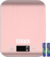 Bol.com Imtex Digitale Precisie Keukenweegschaal - Tot 5000 gram - 5kg - RVS - Rosé aanbieding
