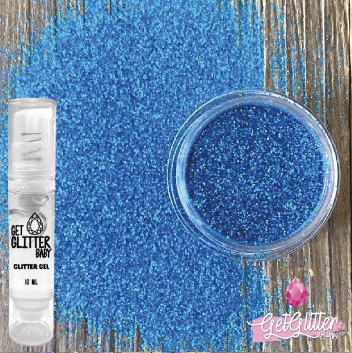 GetGlitterBaby® - Blauwe Fijne Poeder Biologische / Biologisch Milieuvriendelijke afbreekbare Festival Glitters voor Lichaam en Gezicht Jewels / Vegan Bio Biodegradable Face Body Glitter Glue - Blauw + Huid Lijm