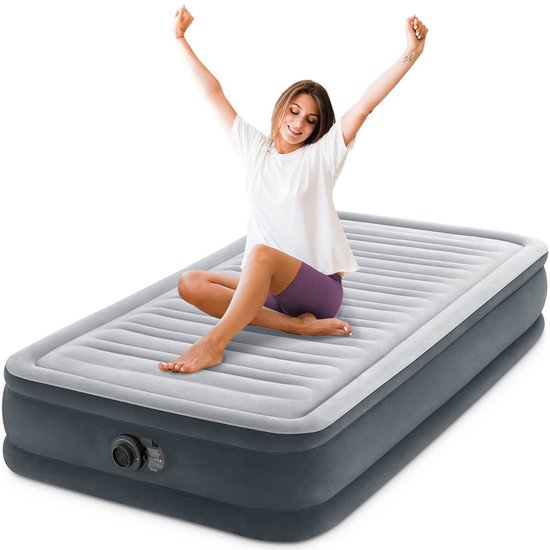 Intex Comfort Plush luchtbed met ingebouwde pomp - Eenpersoons - 191 x 99 x 33 cm - Inclusief bijpassend hoeslaken + reparatiekit + slaapmasker van Intex — afbeelding 4