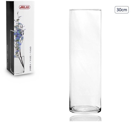 Glazen Bloemenvaas – 30 cm Hoog – Transparante Cilindervaas – Sierlijke Vaas voor Verse Bloemen, Droogbloemen of Takken – Tijdloos & Elegant Design – Inclusief Verpakking