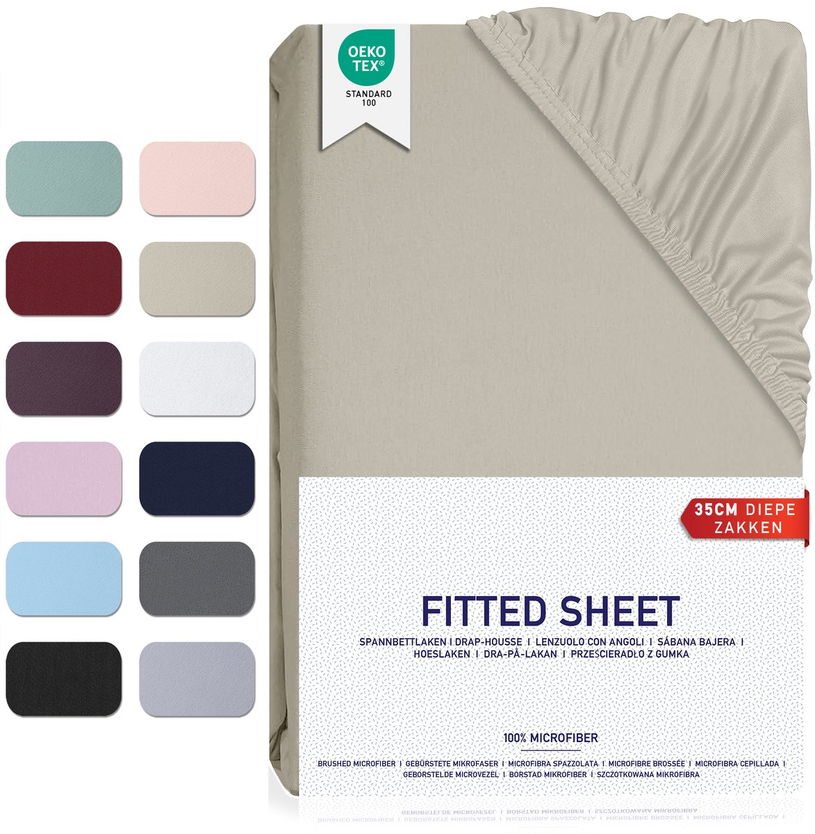 BARBONS hoeslaken 180 x 200 - 35 cm Matrashoogte - Rondom Elastiek - Geborsteld Microvezel