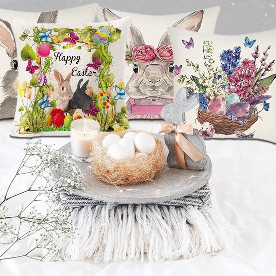 Artoid Mode Set van 2 decoratieve kussenslopen met roze hazenoren, 40 x
