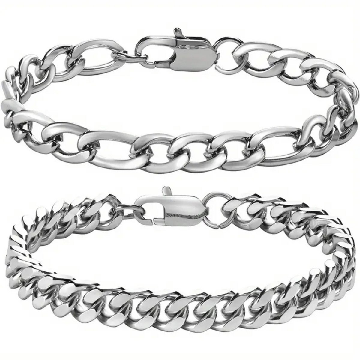Nivard Armband - Staal - Nep Zilver - Heren - Stijl 2 - 21cm