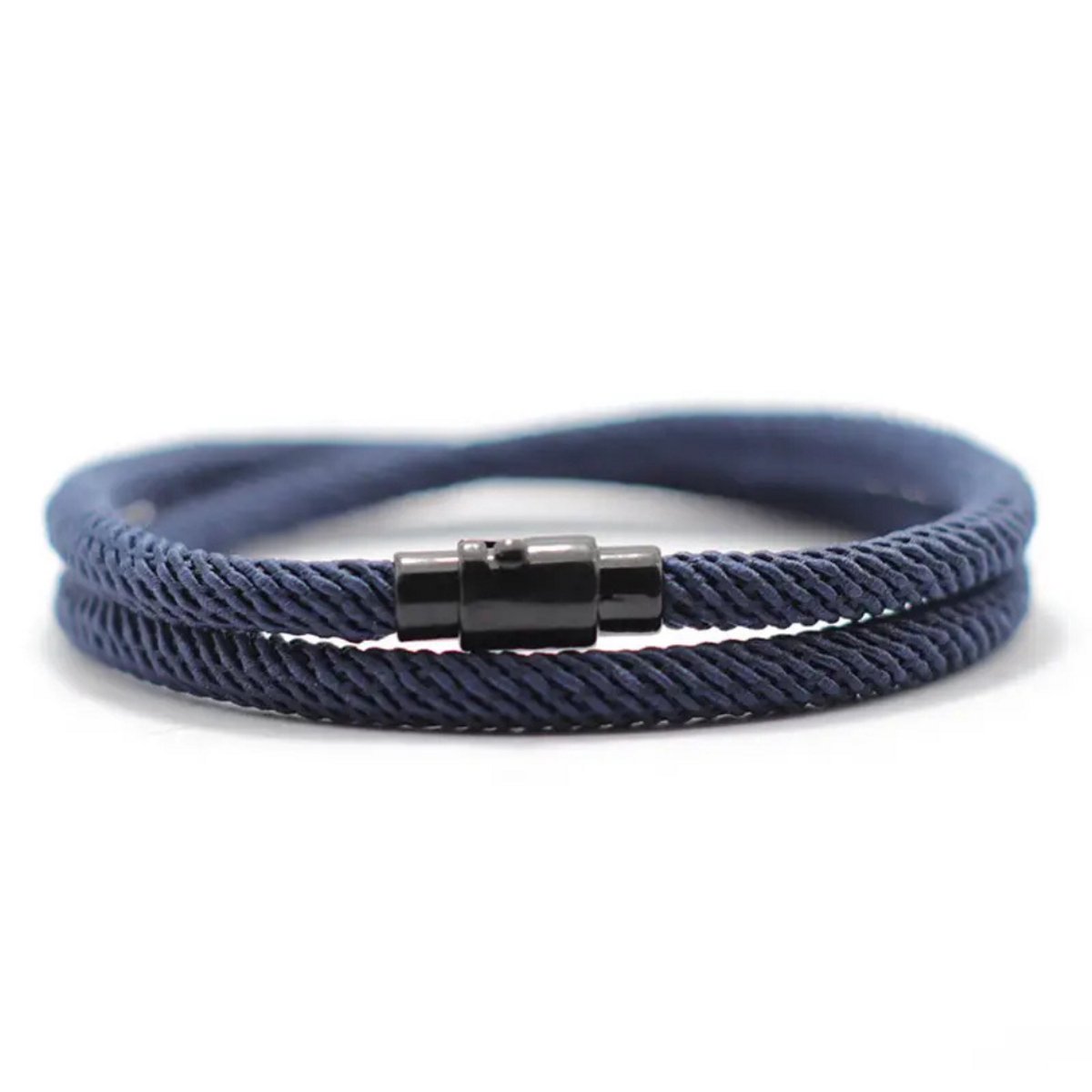 Nivard Armband - Staal - Nep Zilver - Heren - Marineblauw 17cm