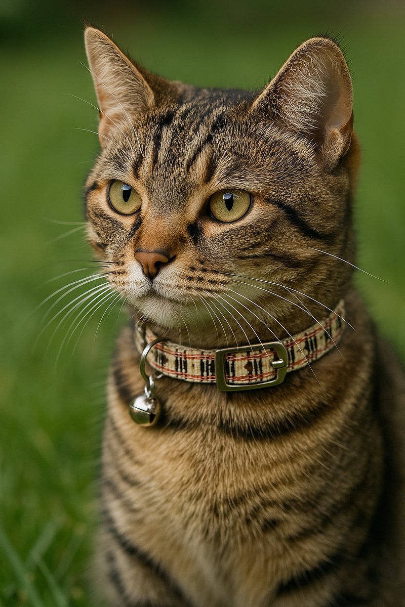 Animalking Kattenhalsband - Kattenbandje met Belletje - Halsband Kat - Cat Collar - Beige Geruit – foto 4