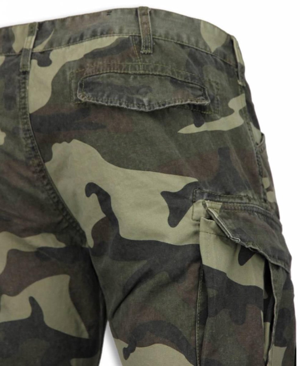Korte Broeken Heren - Slim Fit Camouflage Shorts - Licht Groen | bol.com