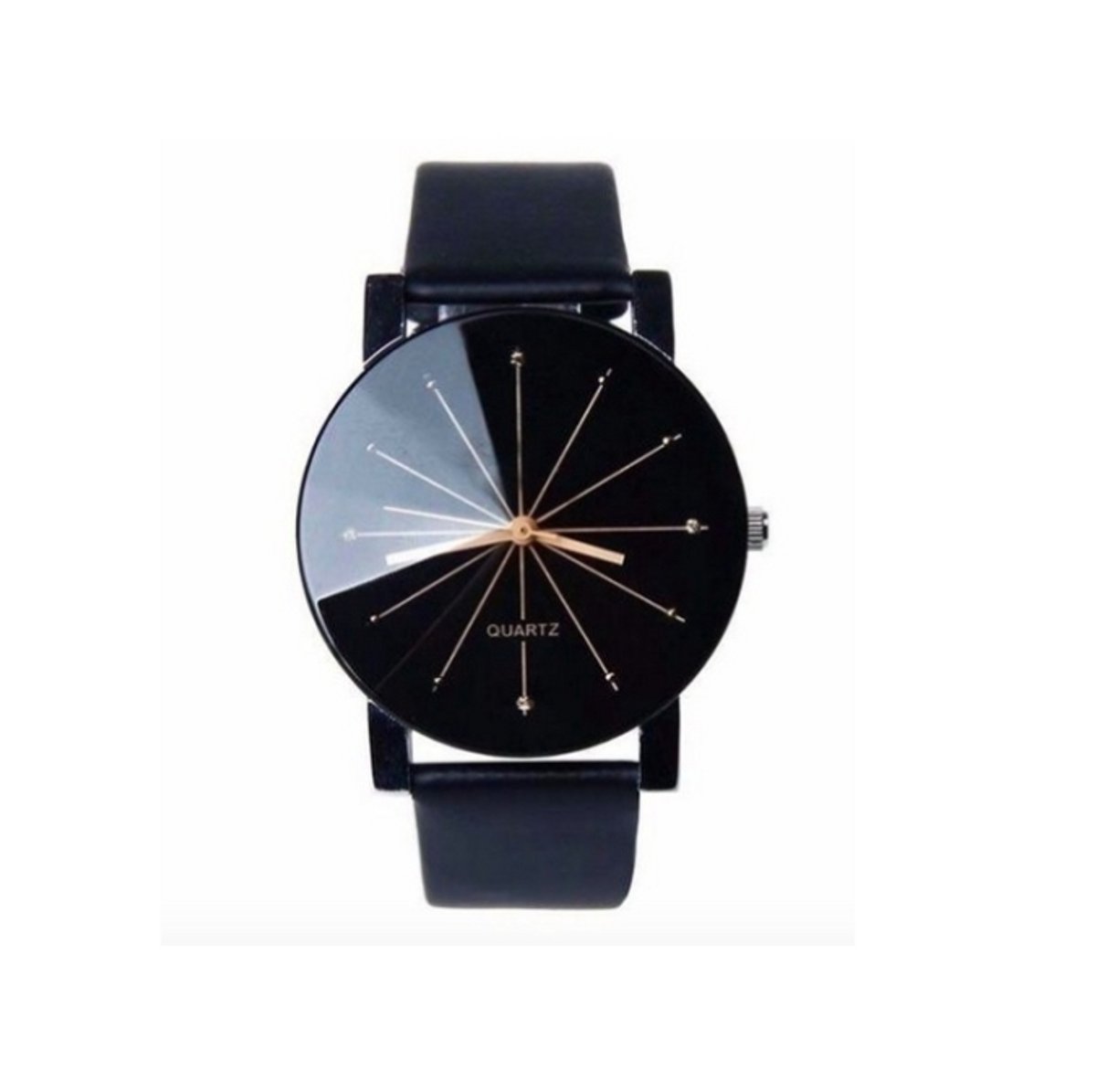 Black Quartz Horloge | Ros? Zwart | PU Lederen Band | Unisex - Analoog Hoirloge