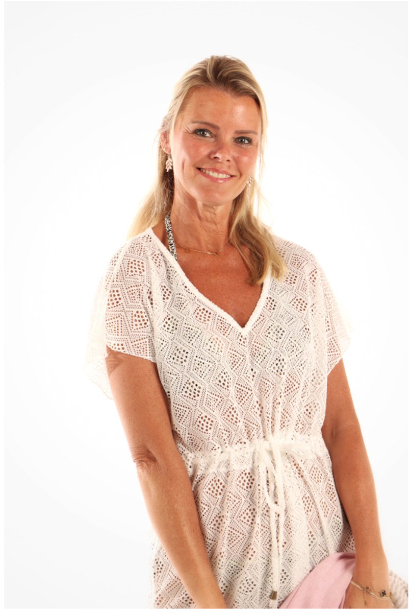 Donne del sole - Strandtuniek Carmen- Wit - Maat S - Strandjurkje