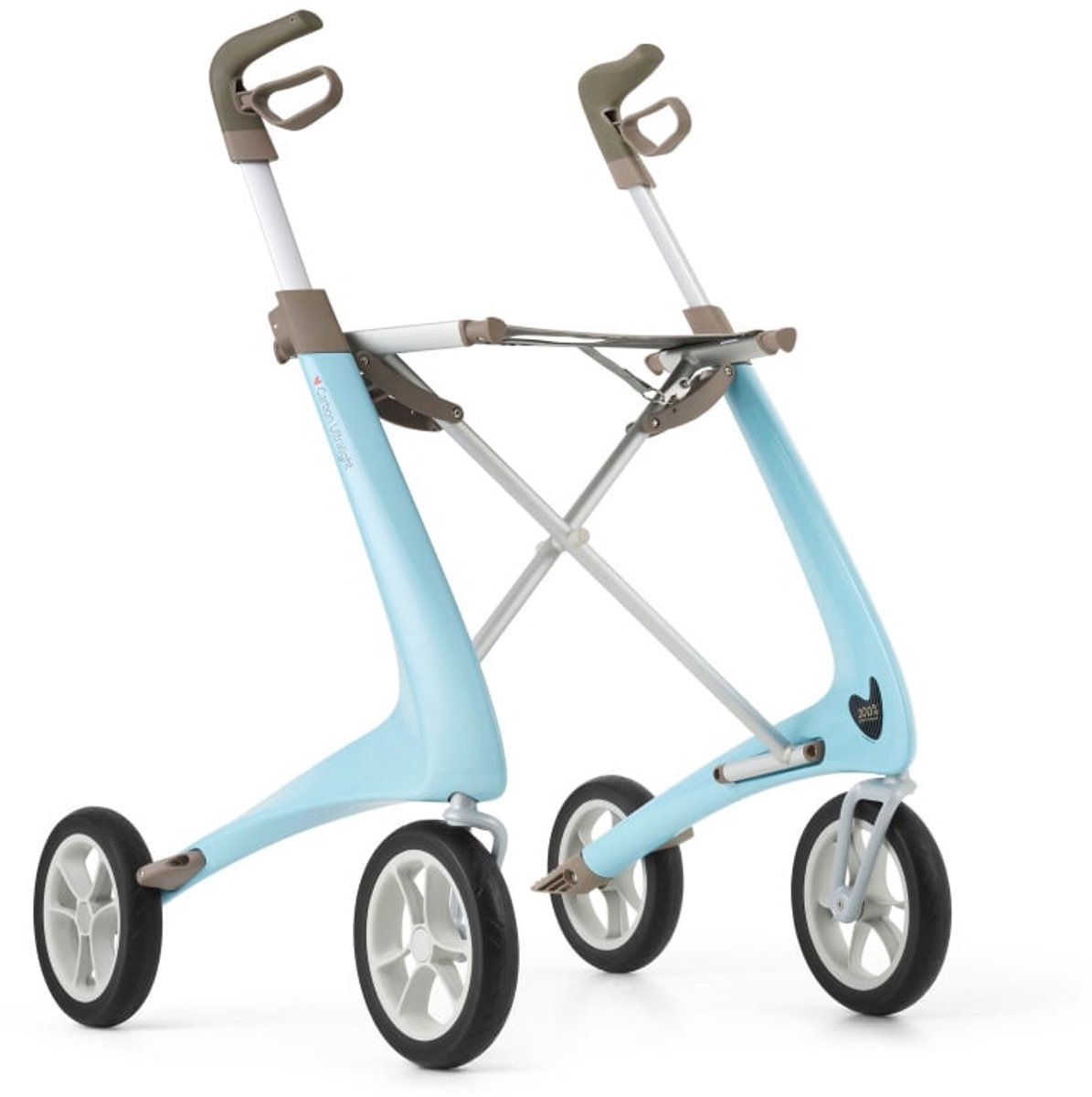 Rollator Acre Carbon Ultralight L, Morning Blue, met kleine organizer bag