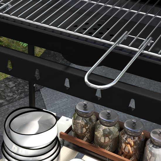 Premie Houtskool barbecue - Grilloppervlak 53x34cm - BBQ voor kamperen, buiten, tuin - Zwart van Merkloos — afbeelding 4