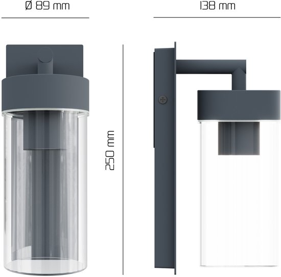 Arcchio LED buiten wandlamp Yolena, sensor, antraciet, aluminium
