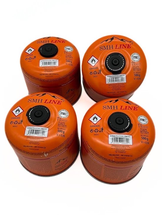 SMH LINE® Gascartridge - 4x 500g - Gascartouche - EN417 Schroefventiel