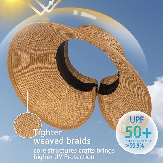 Zonnehoed Etnische Stijl LYSINK Mannen Strohoed - Brede Rand, Hol Uitgesneden, Zomerhoed Voor Strand En Vakantie, één Maat Unisex Strohoed Met Kralen