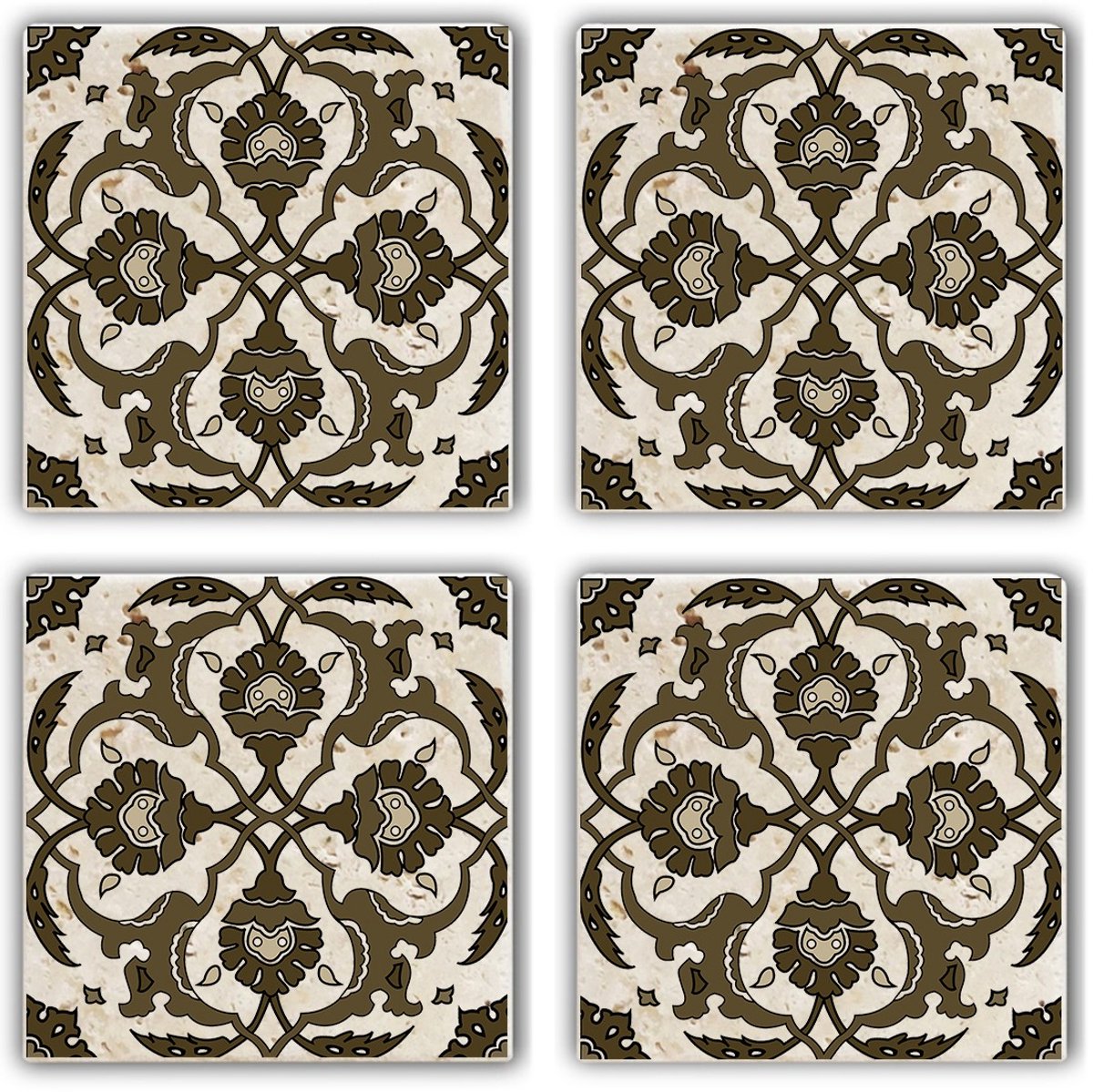 Asir - Onderzetter - 4 Stuks - Veelkleurig - 10 x 10 x 1 cm