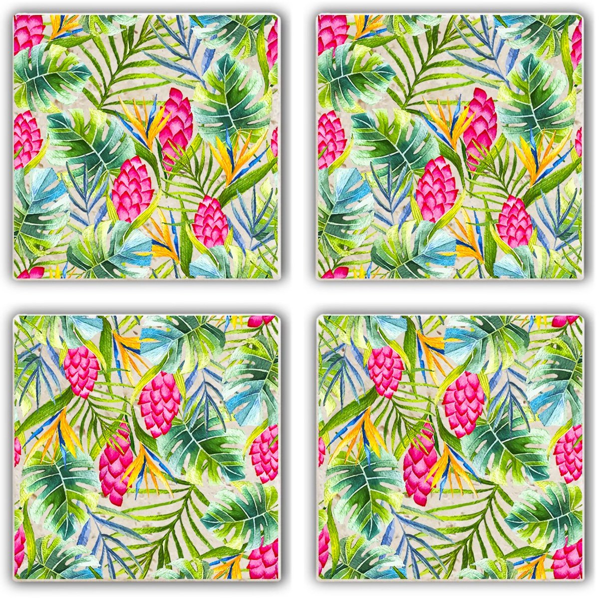 Asir - Onderzetter (4 stuks) - Veelkleurig - 10 x 10 x 1 cm