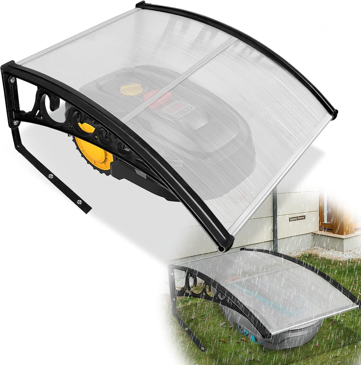 Aufun Grasmaaier Garage Robot Grasmaaier Carport Robot Grasmaaier Garage Dak Beschermhoes, Bescherming tegen Regen, Hagel en UV-stralen, 103 x 77 x 45,5 cm (Type A)