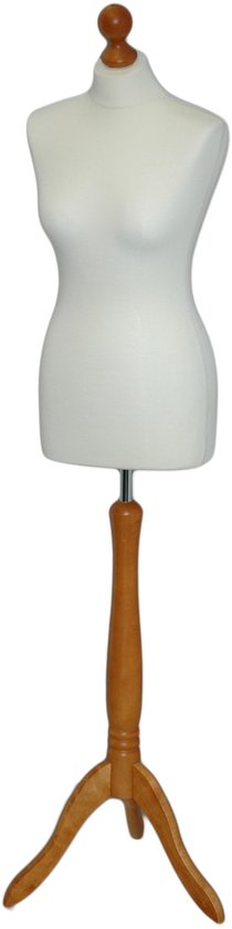 Damespaspop Ecru met houten essen driepoot.