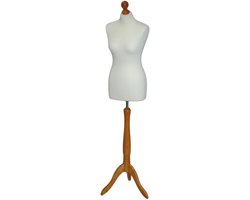 Damespaspop Ecru met houten essen driepoot.