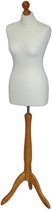Damespaspop Ecru met houten essen driepoot.