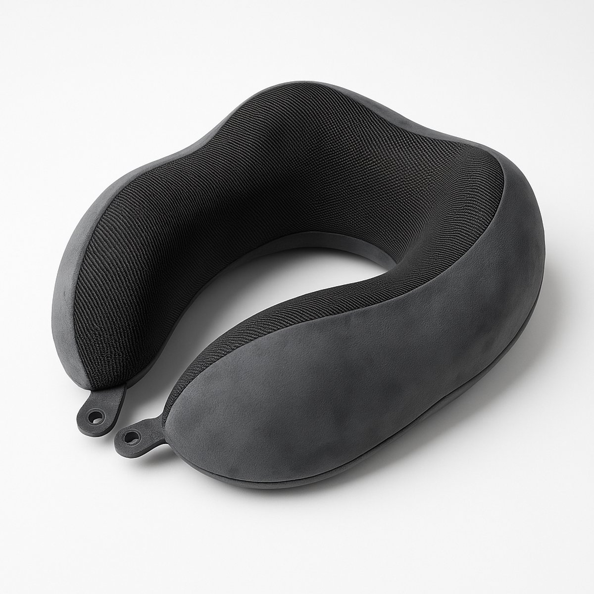 Nekkussen – Reiskussen Vliegtuig – Auto – Trein van Traagschuim – Memory Foam – Ergonomisch Reiskussen – Wasbare Hoes – Grijs – U-Vorm – Compact en draagbaar - 30cm lang