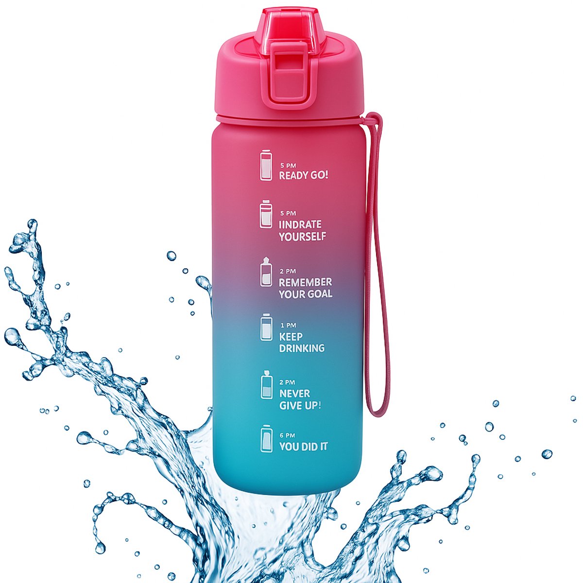 Narvie Sportwaterfles 750ML – BPA-vrij, Lekvrij, en Duurzaam – Ideaal voor Fitness, Sport en Dagelijks Gebruik - Roze/blauw