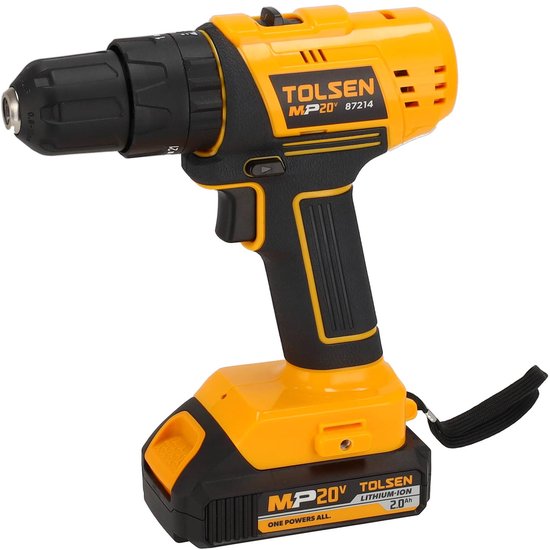 Tolsen Klopboormachineset - 20V Li-ion Accu - Inclusief 1 x 20V Li-ion Accu 2.0Ah en Snellader - 35 Nm Koppel - Slagfrequentie tot 22.500 bpm - 0-1500 rpm