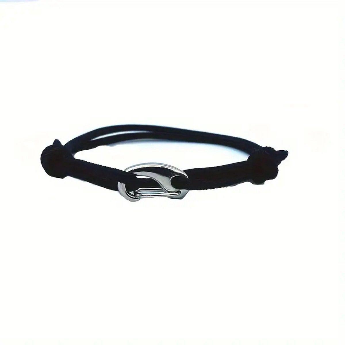 Nivard Armband - Staal - Nep Zilver - Heren - Zwart