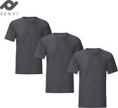 Senvi 3 pack T-Shirts Ronde hals - Maat XXL Kleur: Donker Grijs Mêlee