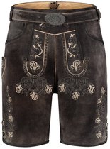Oktoberfest Lederhose Deluxe Leder Kort - Antraciet Vintage Antiek - Maat 62
