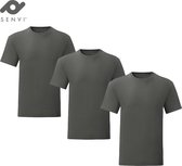 Senvi 3 pack T-Shirts Ronde hals - Maat L - Kleur - Antraciet