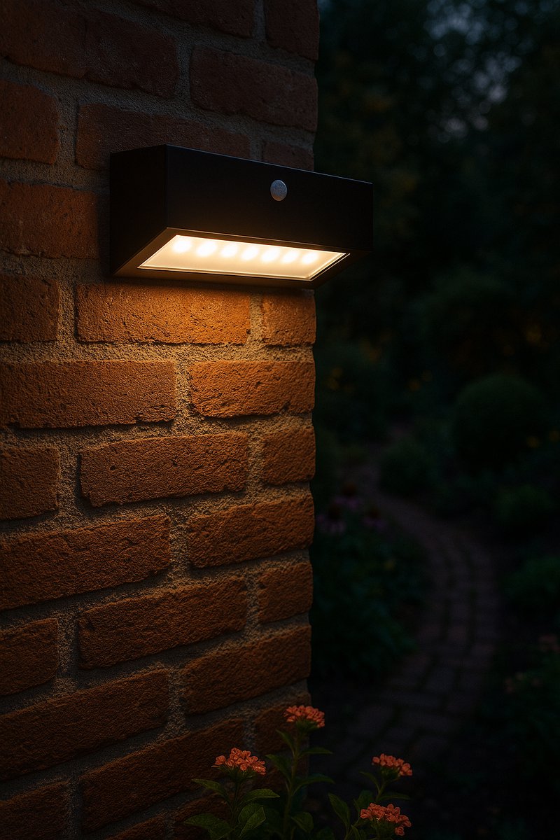 Provento | Solar Muurlamp met Bewegingssensor | 2 Standen Licht | Werkt op Zonne-energie | Praktisch voor Tuin, Balkon of Terras
