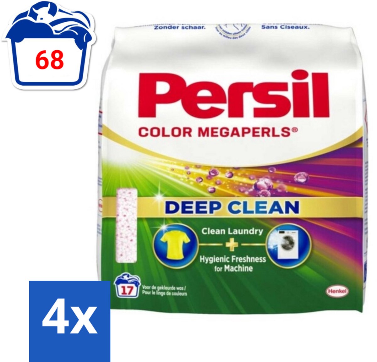 4 x Persil Waspoeder Megaperls Color 17 Wasbeurten 1,02 kg - Waspoeder - Gekleurde Was - Vlekkenverwijderaar - Wasmiddel - Wasverzorging