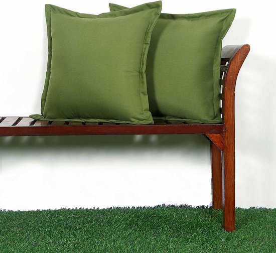 Tuinkussens, 60 cm x 60 cm, set van 4 groene kussenhoezen, blad, tuinkussens, waterdicht, linnen, vierkante bankkussens, decoratieve kussens voor tuin, terras, bank, stoel, buiten, woondecoratie