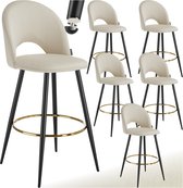 Bol.com tectake® - Set van 6 Barkrukken Sachel - Gestoffeerde Barkruk met rugleuning - Barstoelen - Ergonomische Barstoel met vo... aanbieding