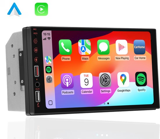 Boscer® Autoradio 2Din Universeel – Apple Carplay & Android Auto (Draadloos) – 7 Inch HD IPS Touchscreen – USB – AUX – Bluetooth – Toegang tot YouTube – Achteruitrijcamera – 2025 Model