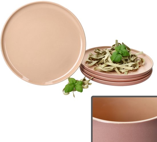 Set de 4 assiettes plates en faïence poudre de jaspe - 414516