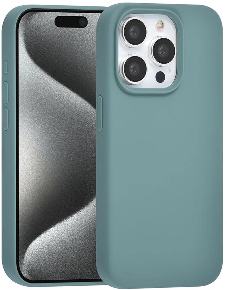TUNIQ telefoonhoesje voor Apple iPhone 15 Pro - Siliconen backcover - Groen